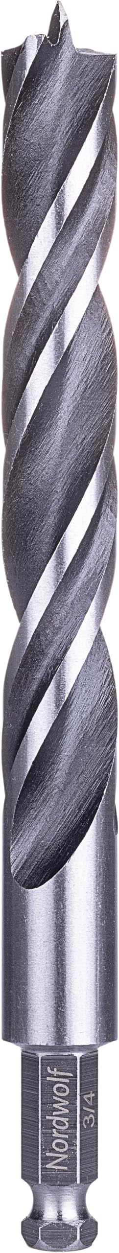 NordWolf 3/4"" Brad Point Wood Drill Bit, Double Flutes Design with 7/16"" Hex Shank for Drills & Impact Drivers - Image 1